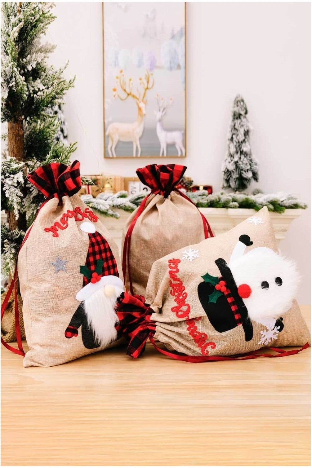 3-Pack Christmas Graphic Drawstring Gift Bags nicholesgifts