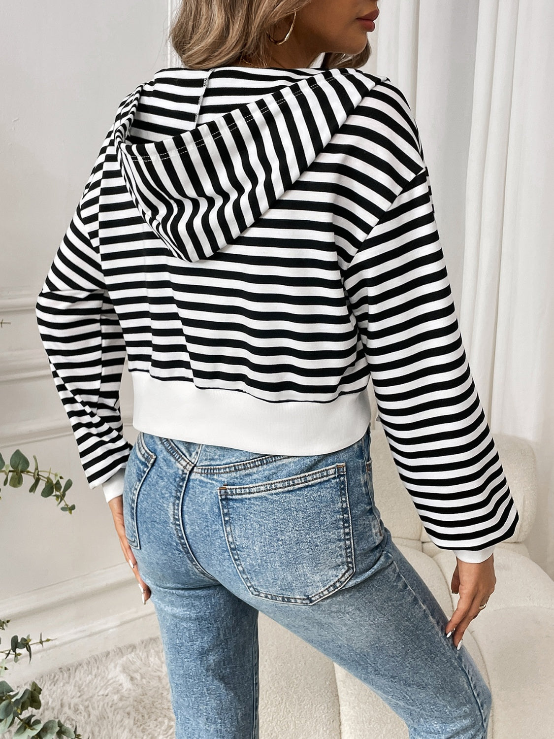 Striped Zip Up Long Sleeve Jacket nicholesgifts