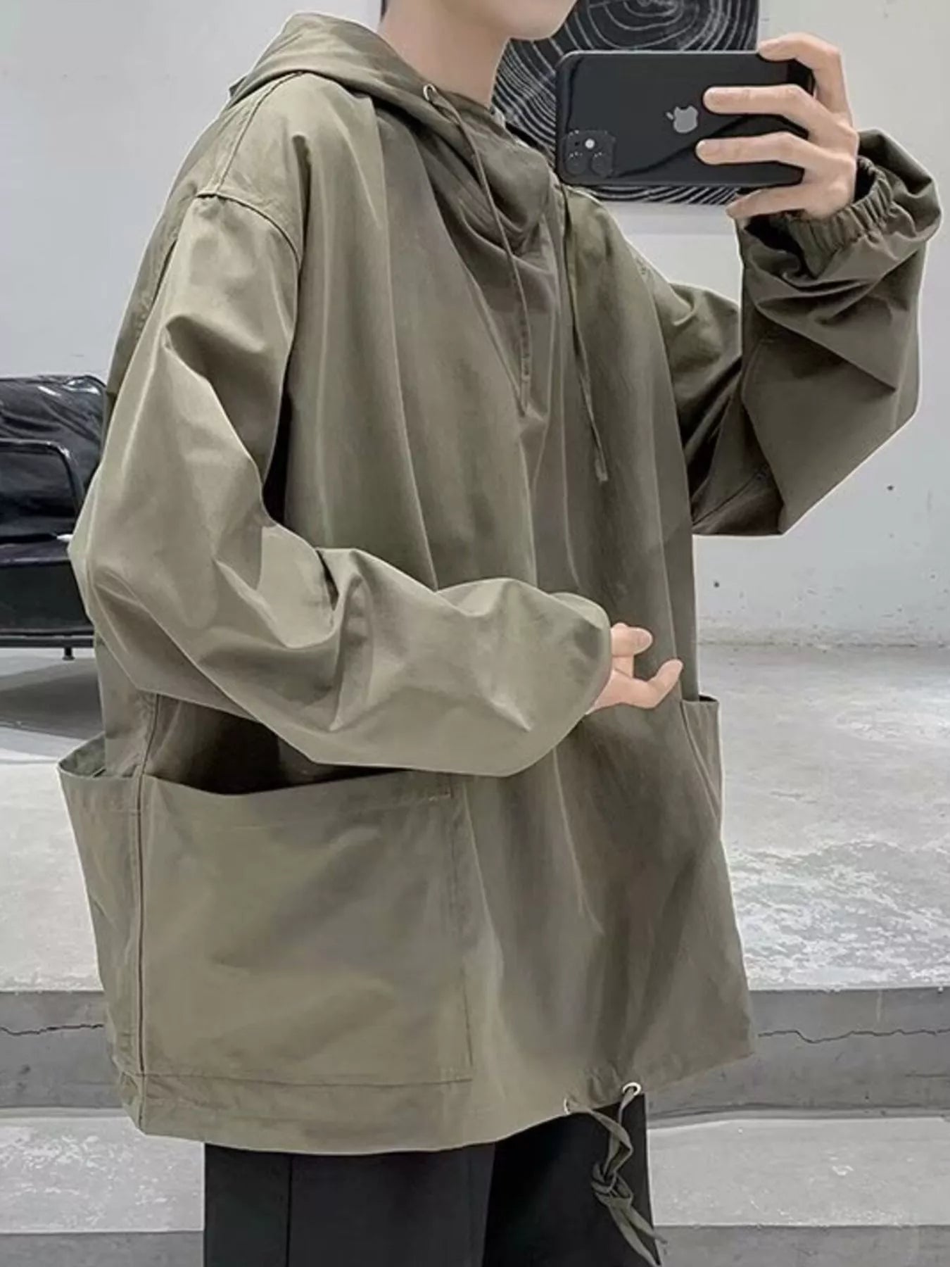 Men's Loose Fit Drawstring Hoodie Trendsi