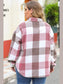 Plus Size Plaid Button Up Collared Neck Jacket nicholesgifts
