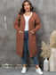 Plus Size Long Sleeve Pocketed Cardigan Trendsi