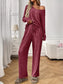 Ribbed Long Sleeve Top and Pants Lounge Set nicholesgifts