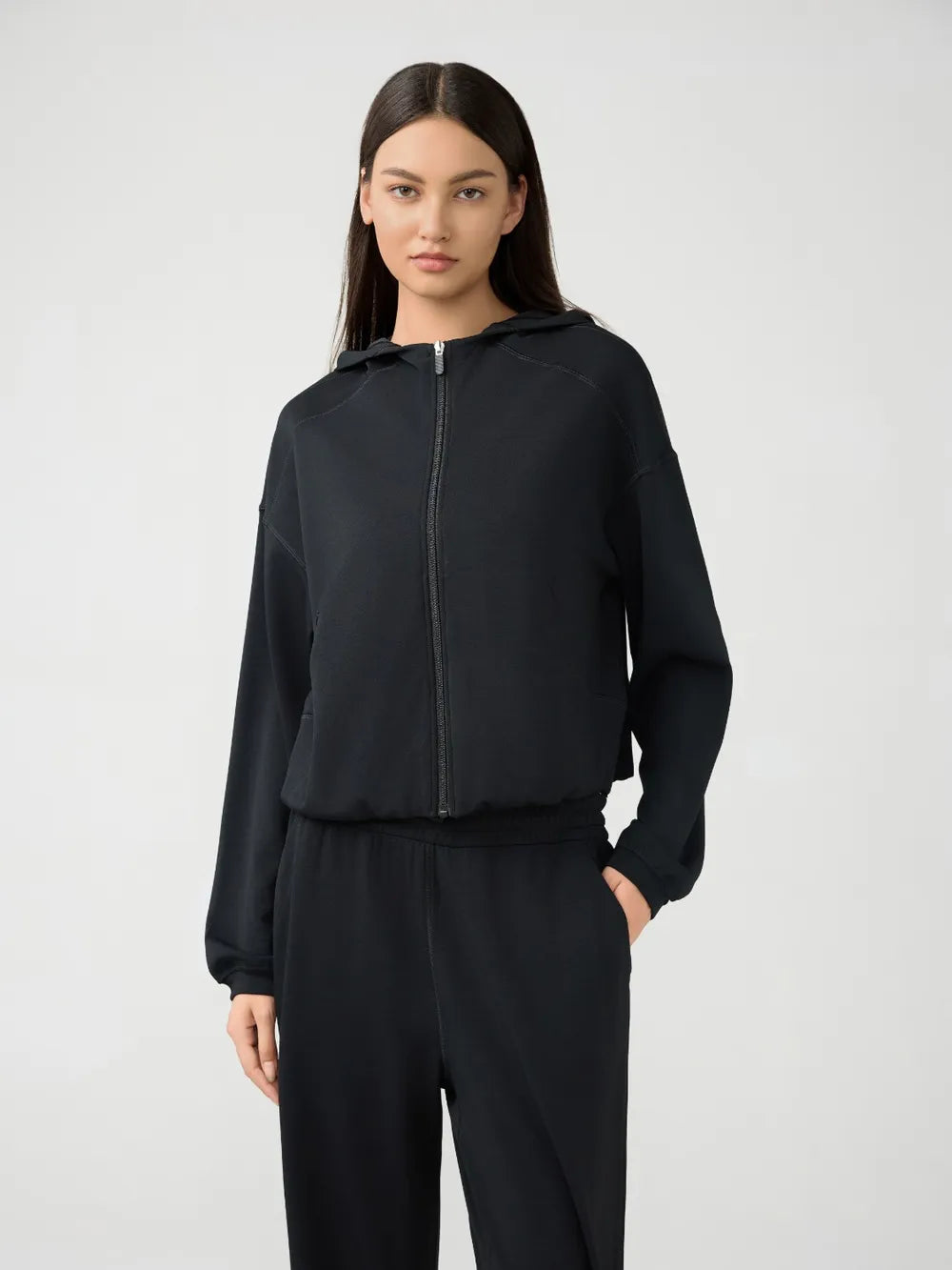 Millennia Zip Up Dropped Shouder Active Hooded nicholesgifts
