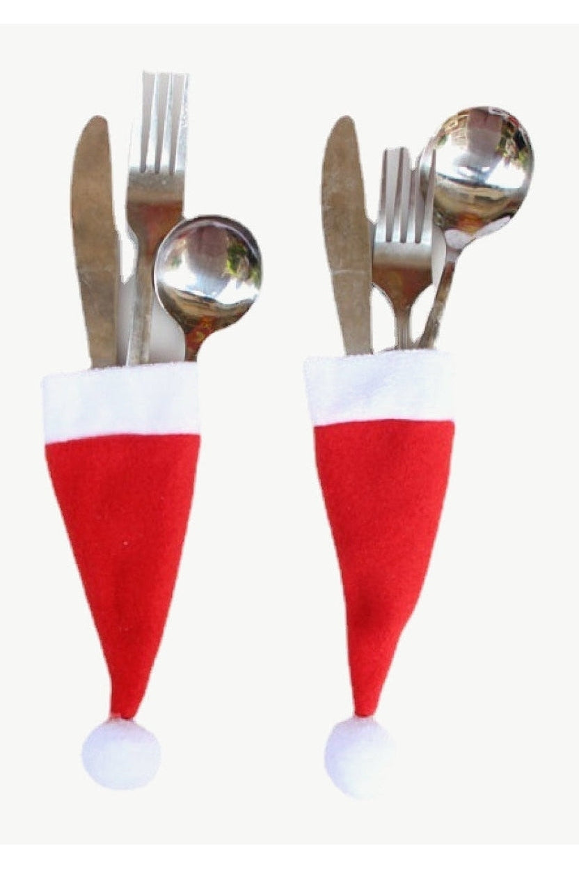 10-Pack Christmas Hat Shaped Cutlery Covers nicholesgifts