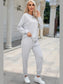 Round Neck Top and Drawstring Pants Lounge Set nicholesgifts