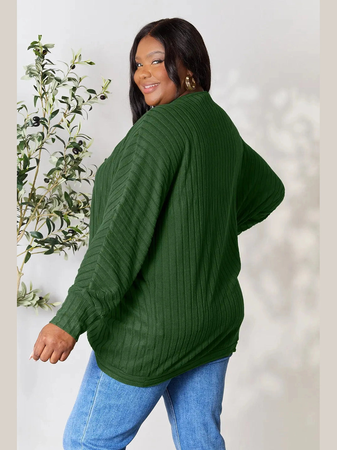 Women Basic Bae Full Size Ribbed Cocoon Cardigan nicholesgifts