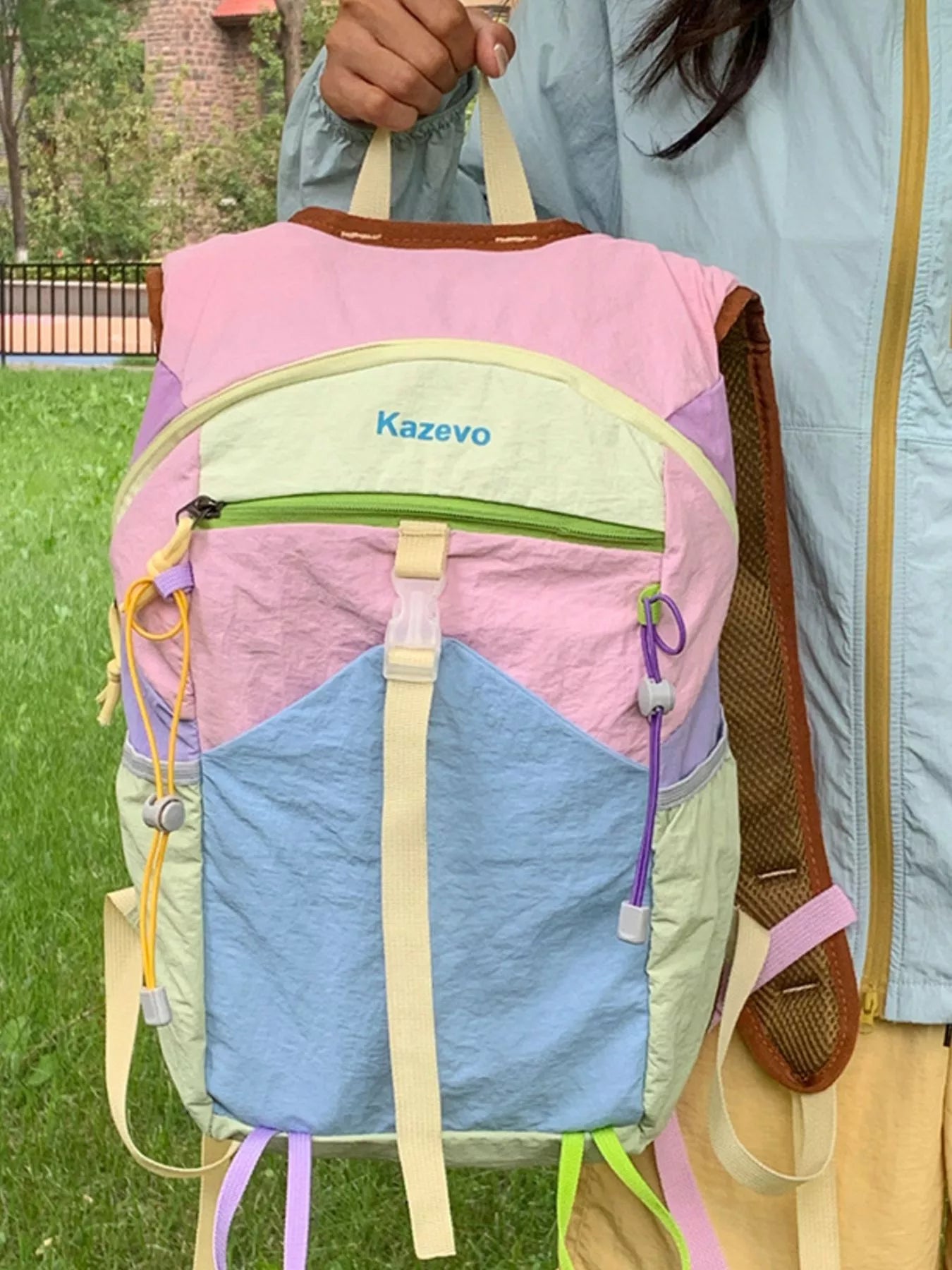 Lightweight Color Block Backpack Bag nicholesgifts