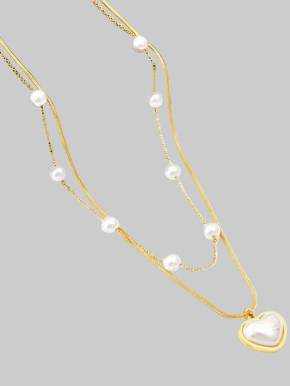 Women 18K Gold-Plated Double Layered Heart Necklace Gift For Valentine's Day nicholesgifts