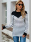 Striped Round Neck Long Sleeve T-Shirt nicholesgifts