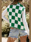 Checkerboard Fleece Sherpa Vest Coat nicholesgifts