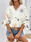 Ruffled Printed V-Neck Half Sleeve Blouse nicholesgifts