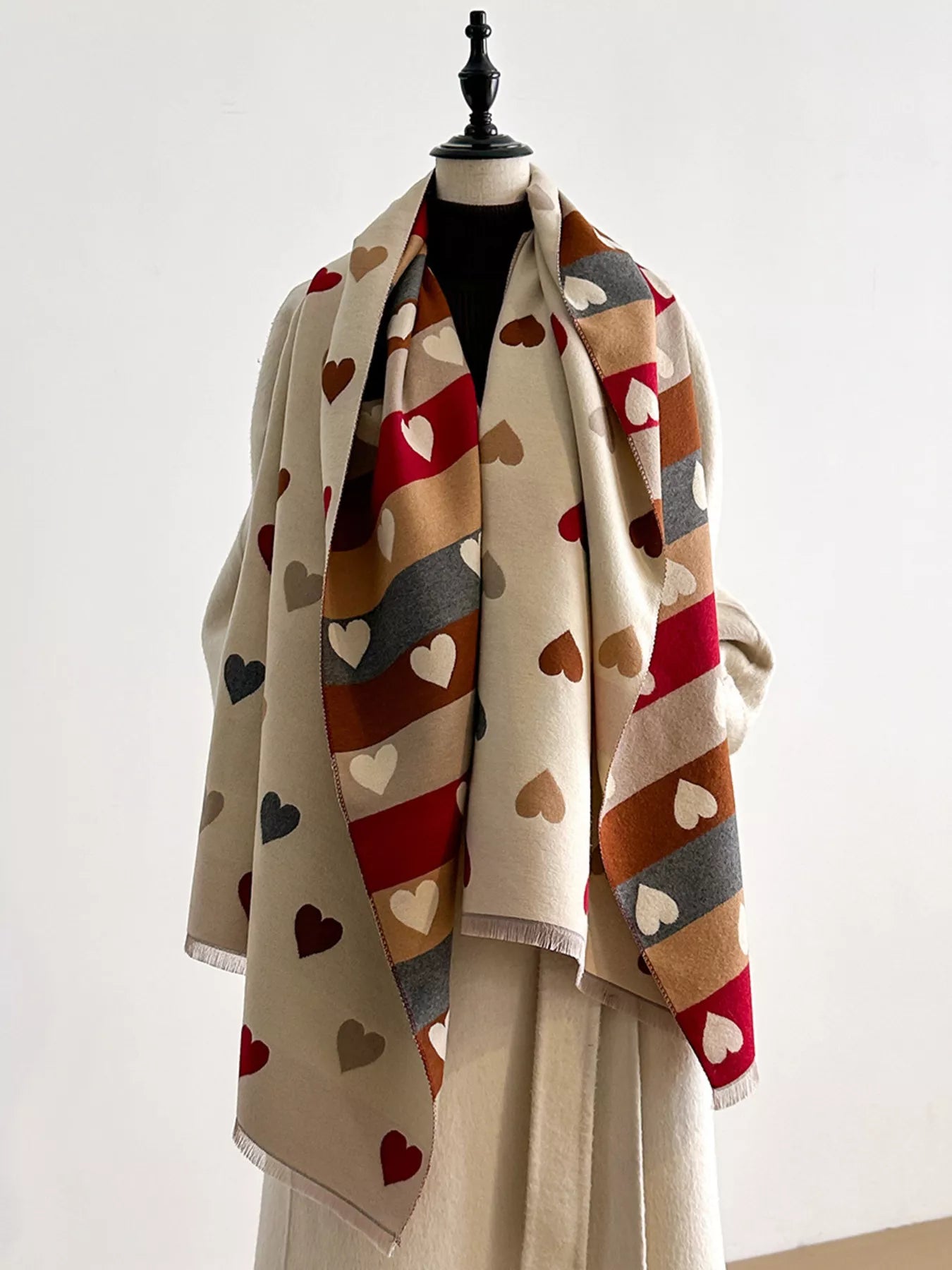 Women Heart Pattern Warm Scarf Valentine's Day Gift For Her nicholesgifts