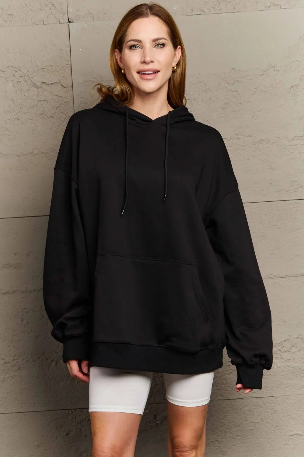 Full Size Drawstring Long Sleeve Hoodie Trendsi