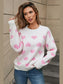 Women Heart Round Neck Long Sleeve Valentine's Day Sweater nicholesgifts