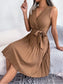 Tied Surplice Sleeveless Pleated Dress nicholesgifts