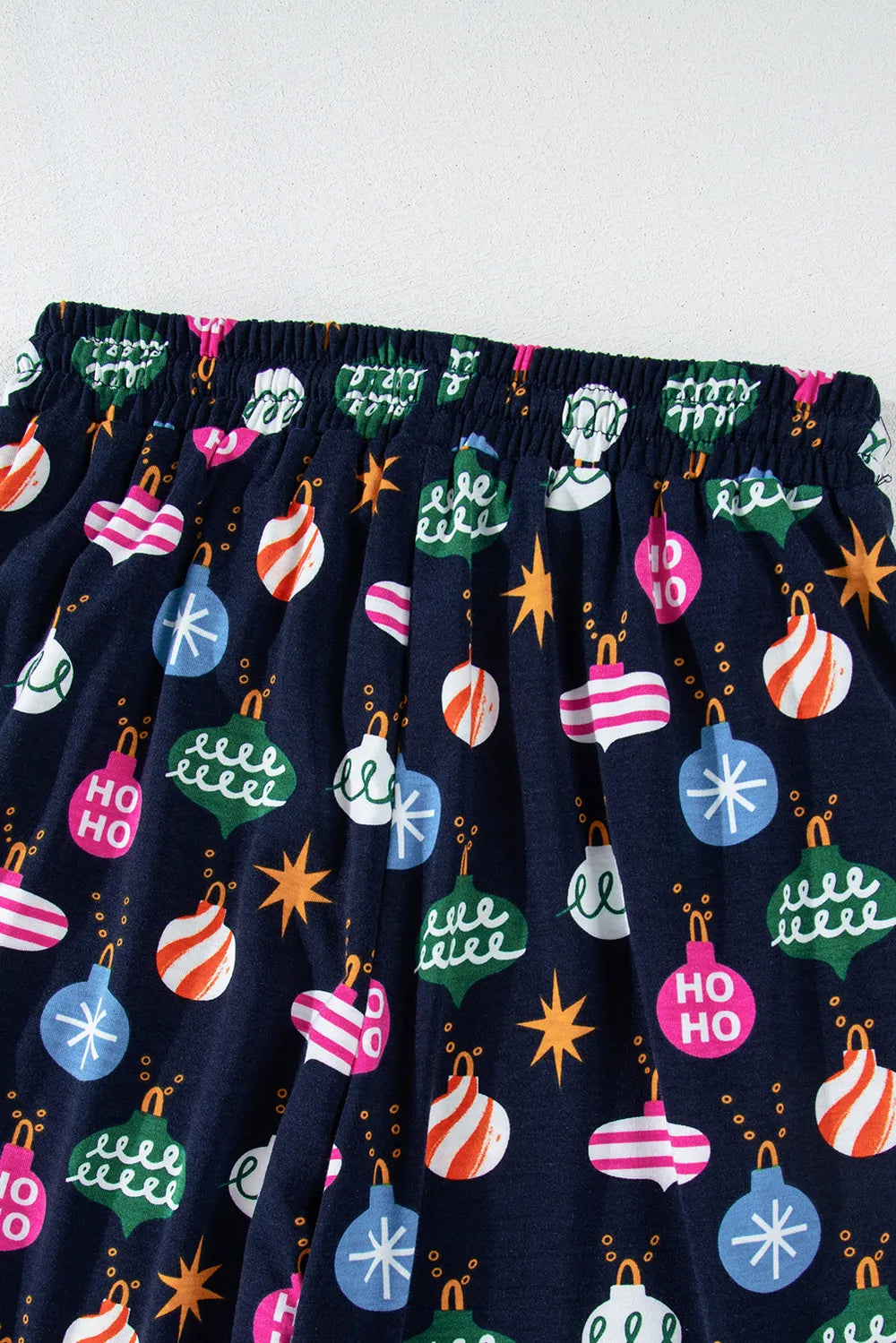 Christmas Lights Print Collared Neck Top and Pants Set Trendsi
