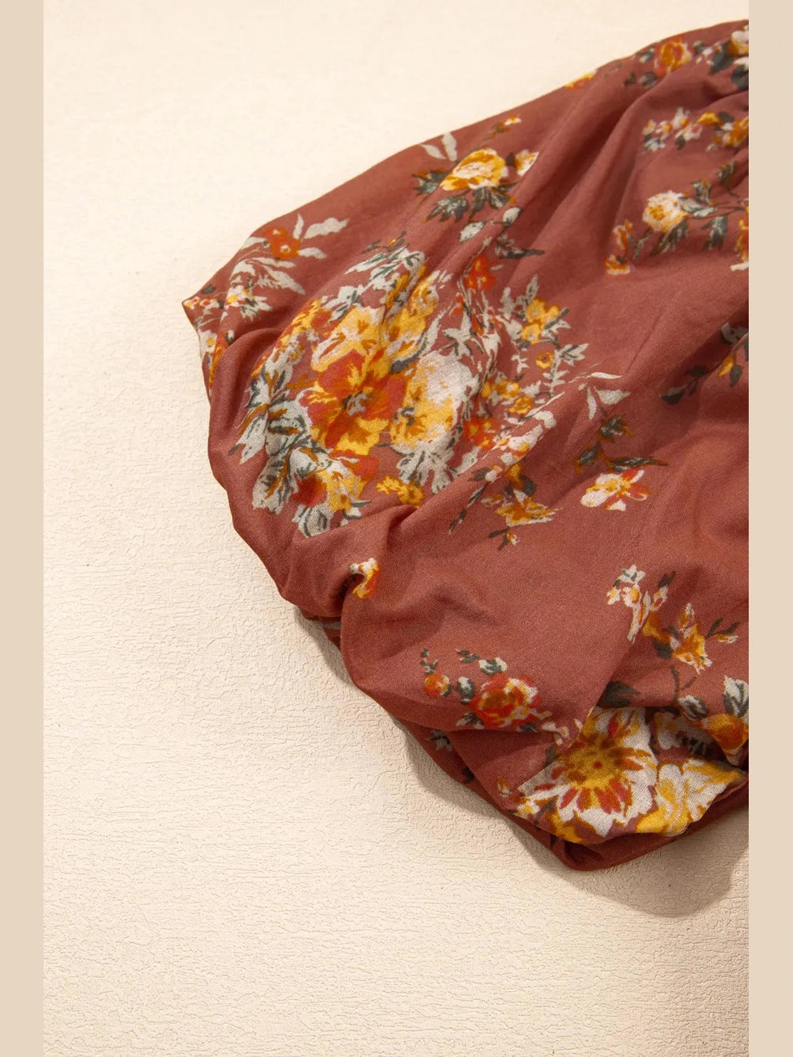 Floral Puff Sleeve Square Neck Knot Open Back Mini Dress NicholesGifts