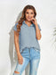 Women Swiss Dot Button Up Cap Sleeve Shirt nicholesgifts