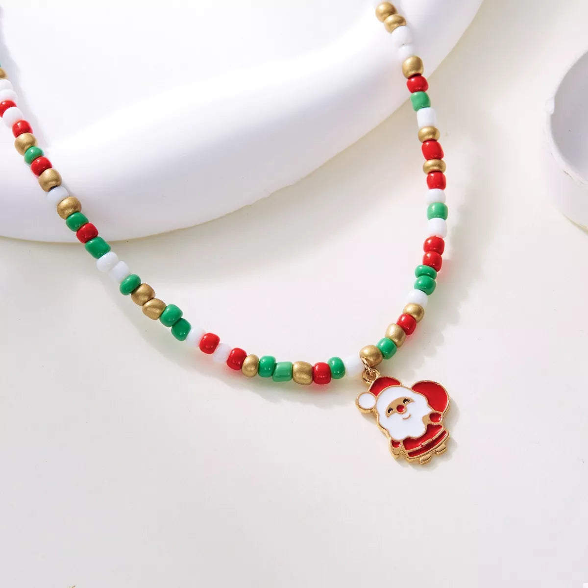 Christmas Themed Beaded Pendant Necklace Trendsi