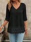 Lace Hem V-Neck Blouse nicholesgifts