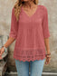 Lace Hem V-Neck Blouse nicholesgifts