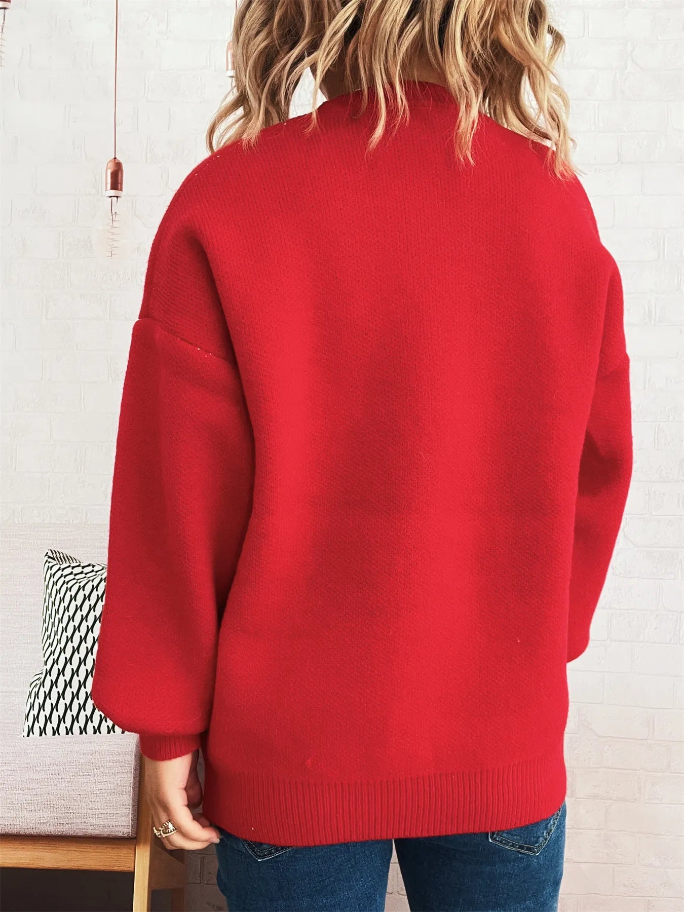 Flower Dropped Shoulder Sweater