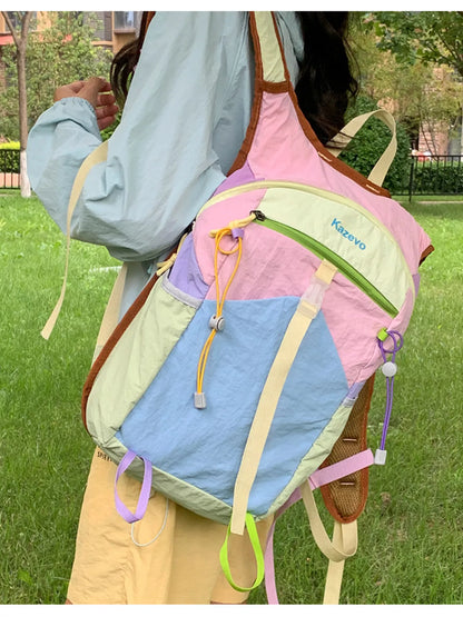 Lightweight Color Block Backpack Bag nicholesgifts