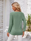 Decorative Button Openwork V-Neck T-Shirt nicholesgifts