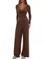 Casual Long Sleeve Top and Wide Leg Pants Set nicholesgifts