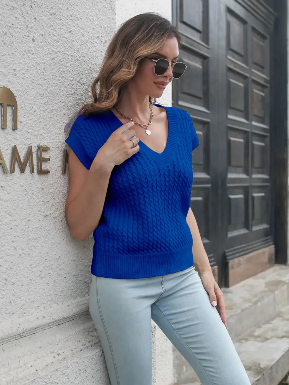 Cable-knit V-Neck Sweater Vest nicholesgifts