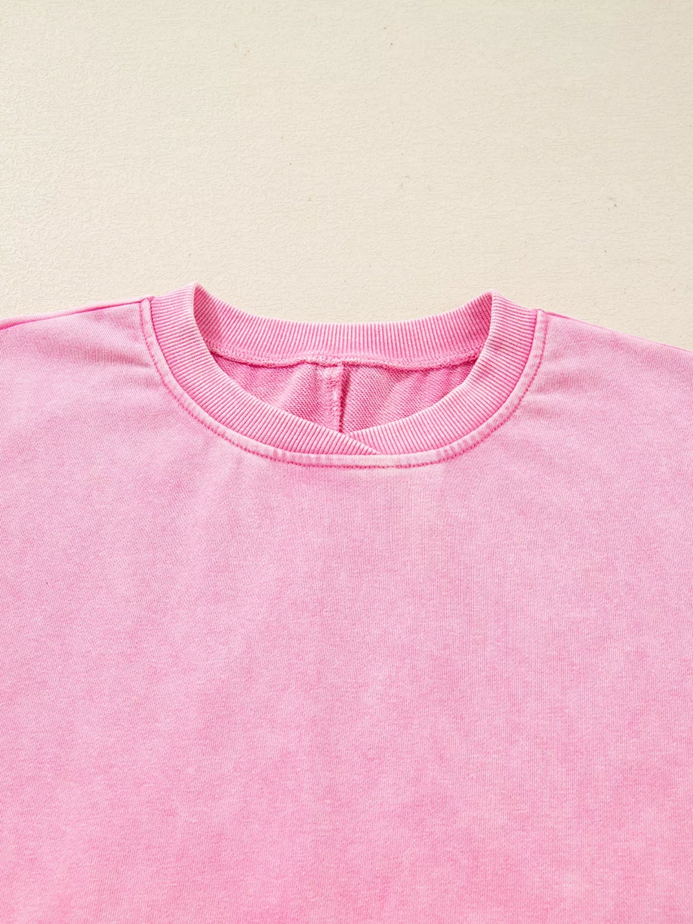 Mineral Wash Crossed Crew Neck Drop Shoulder Loose Sweatshirt Trendsi