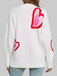 Women Angel Wings Heart Round Neck Long Sleeve Sweater nicholesgifts