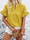 Button Down Ruffled Short Sleeve Shirt nicholesgifts