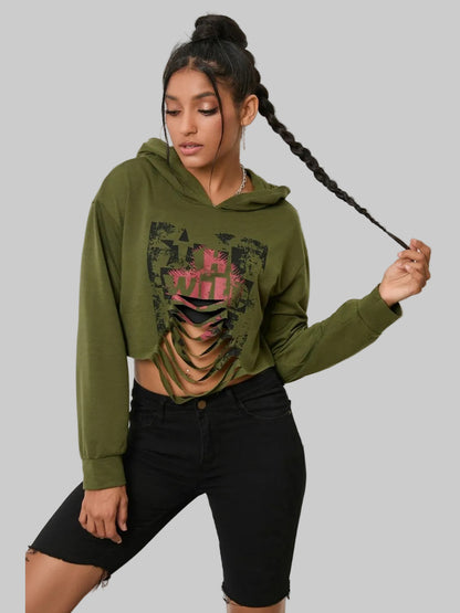 Women Cutout Long Sleeve Hoodie nicholesgifts