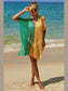 Double Take Openwork Contrast Slit Knit Cover Up nicholesgifts