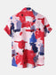 Men's Plus Size Abstract Print Short Sleeve Button-Up Shirt nicholesgifts