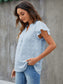Swiss Dot Notched Flutter Sleeve Blouse nicholesgifts