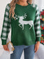 Reindeer Plaid Round Neck Long Sleeve Sweater nicholesgifts