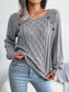 Decorative Button Cable-Knit Sweater Trendsi