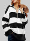 Women Striped Half-Zip Oversized Sweatshirt nicholesgifts