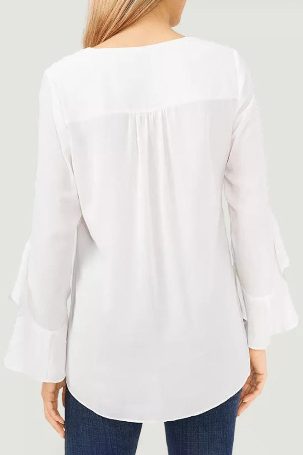 V-Neck Flounce Sleeve Blouse nicholesgifts