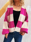 Women Color Block Open Front Cardigan nicholesgifts