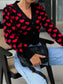 Women Valentine’s Day Heart V-Neck Cropped Cardigan nicholesgifts