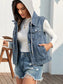Pocketed Button Up Hooded Denim Jacket nicholesgifts