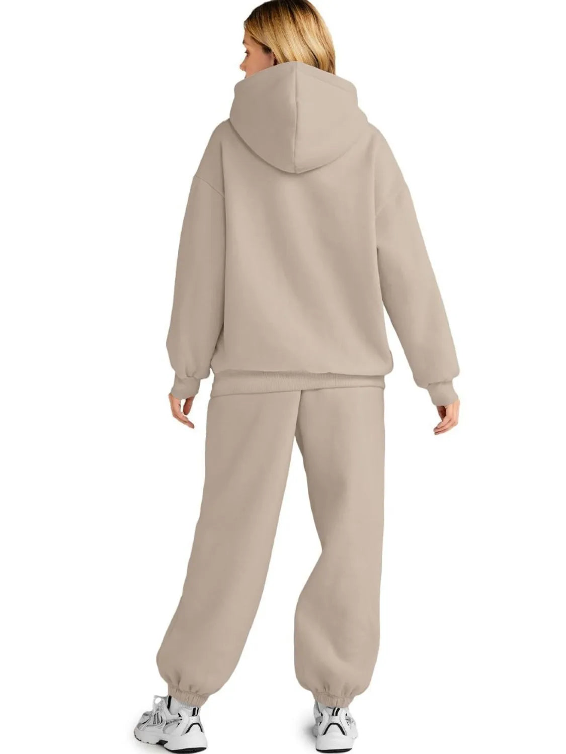 Full Size Kangaroo Pocket Hoodie and Joggers Set Plus Size Trendsi