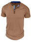 Men's Full Size Casual Henley Short Sleeve Top with Contrast Collar Plus Size nicholesgifts