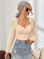 Mesh Sweetheart Neck Flounce Sleeve Top nicholesgifts