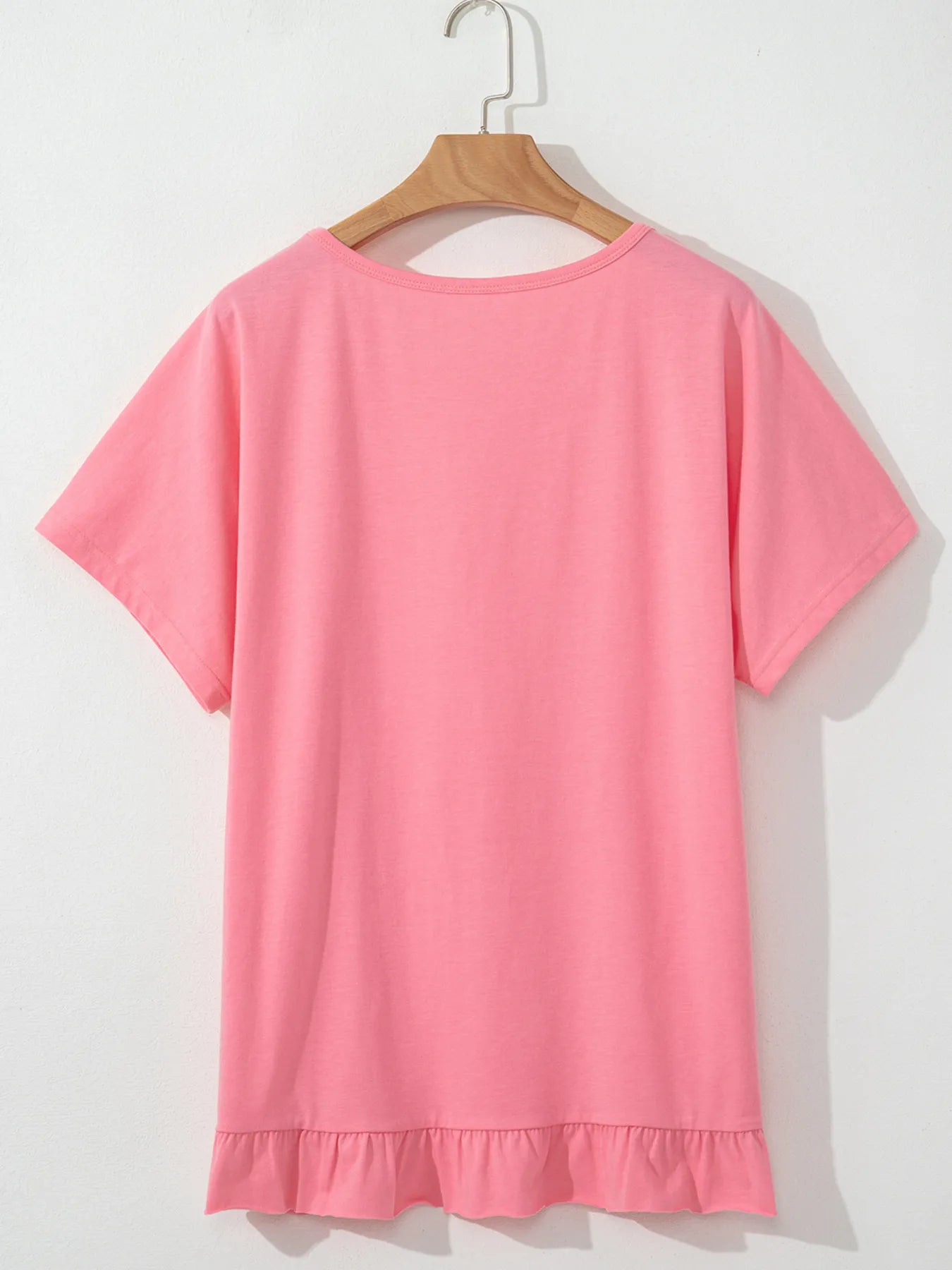Ruffle Hem Round Neck Relaxed T-Shirt NicholesGifts