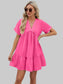 Women Ruched Tiered V-Neck Short Sleeve Mini Dress nicholesgifts