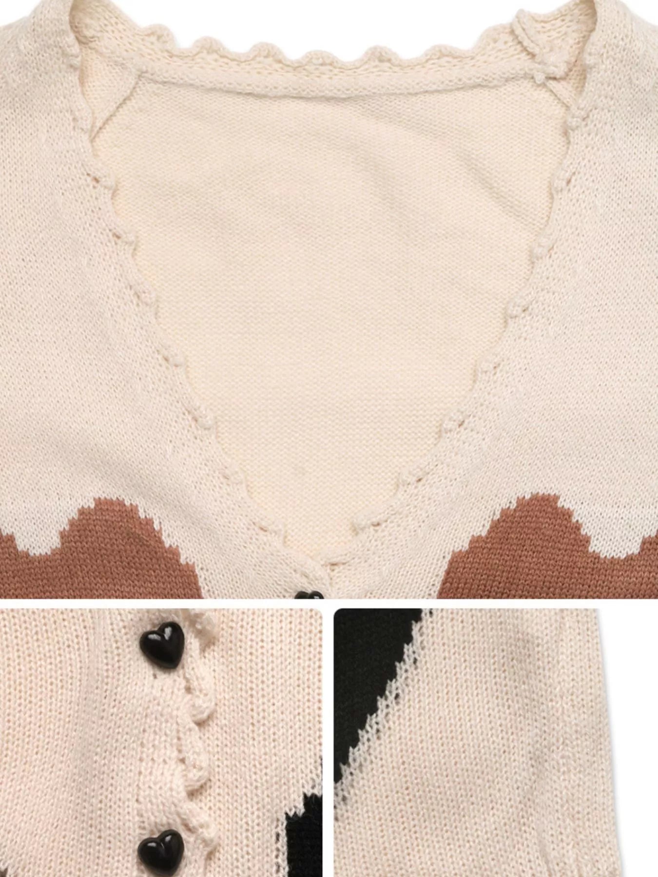Heart Pattern Button-Up Cardigan